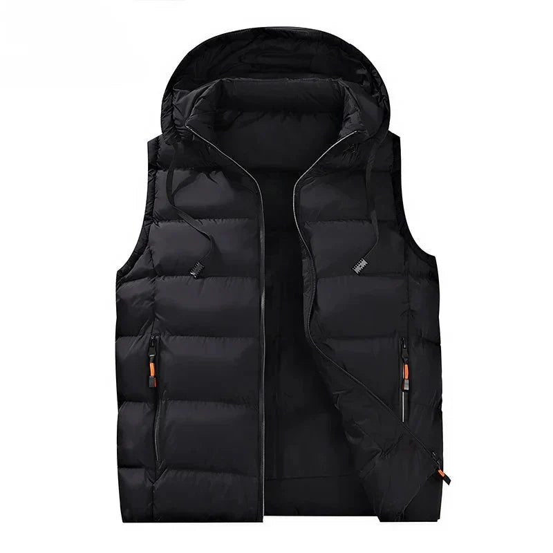 Men's Quilted Hooded Vest - Essential Warm Layer for Winter