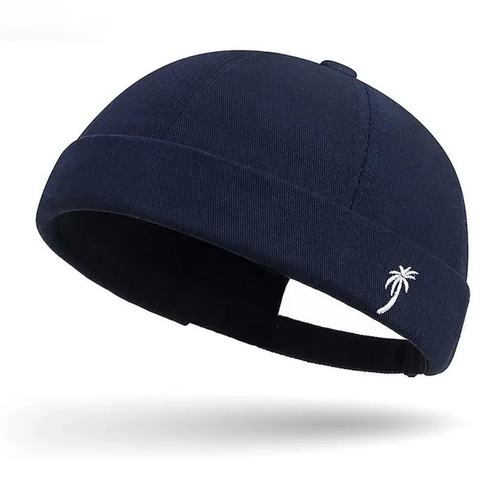 Vintage Washed Cotton Brimless Beanie Hat with Embroidered Coconut Tree – Unisex Adjustable-MODAUTLET