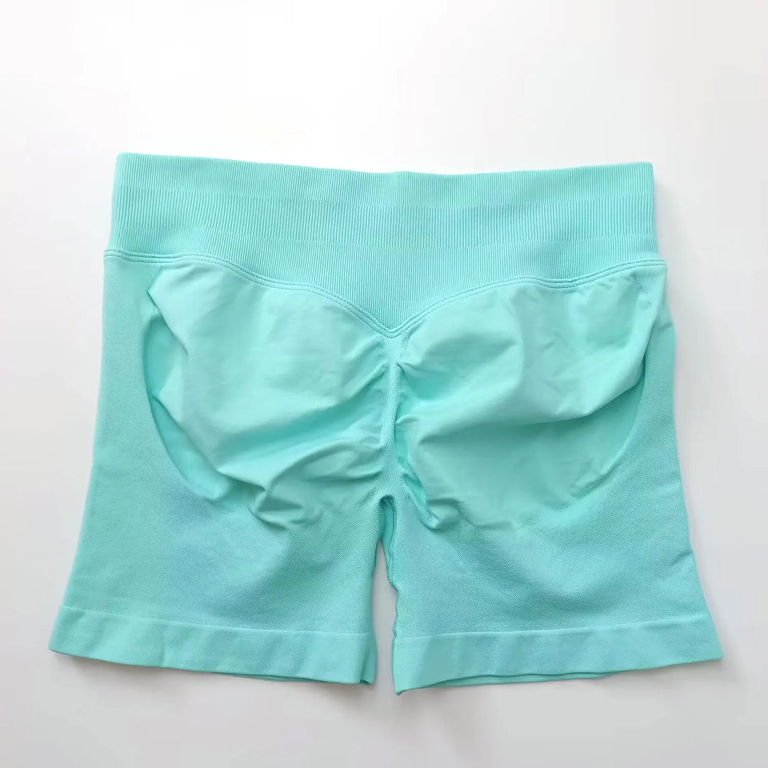 Women's Fitness Biker Shorts with Low Ribbed Band for Gym Workouts