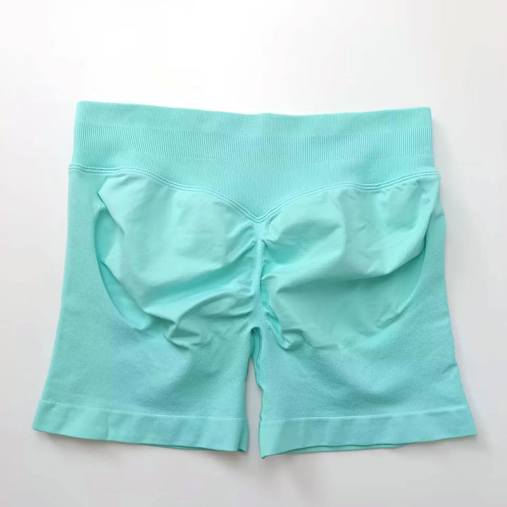 Women's Fitness Biker Shorts with Low Ribbed Band for Gym Workouts