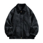 Men's Suede Shearling Jacket - Stylish and Cozy Outerwear Black