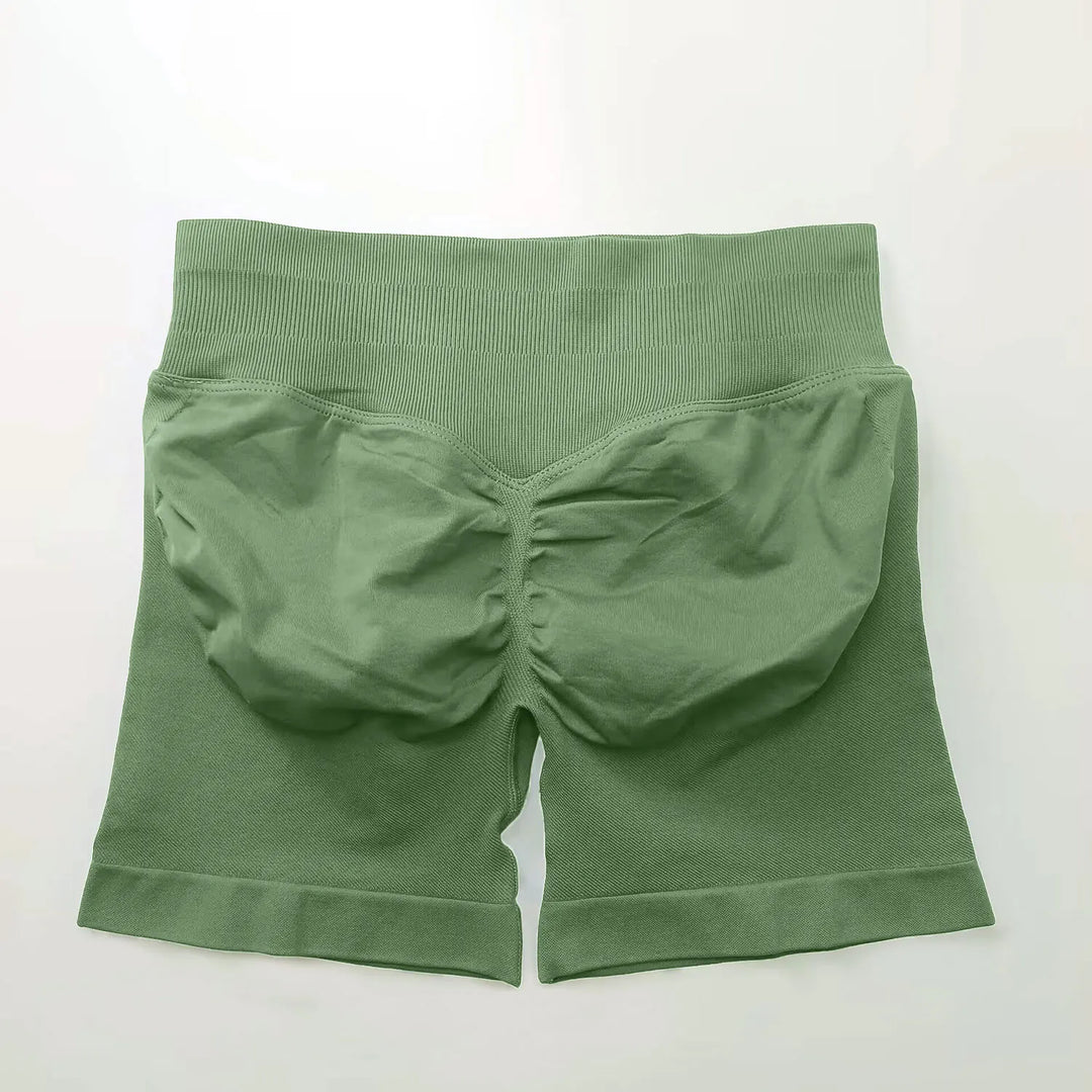 Women's Fitness Biker Shorts with Low Ribbed Band for Gym Workouts