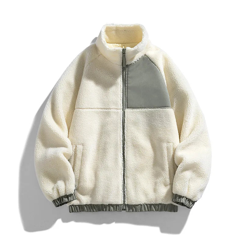 Men's Thick Fleece Zipper Jacket White