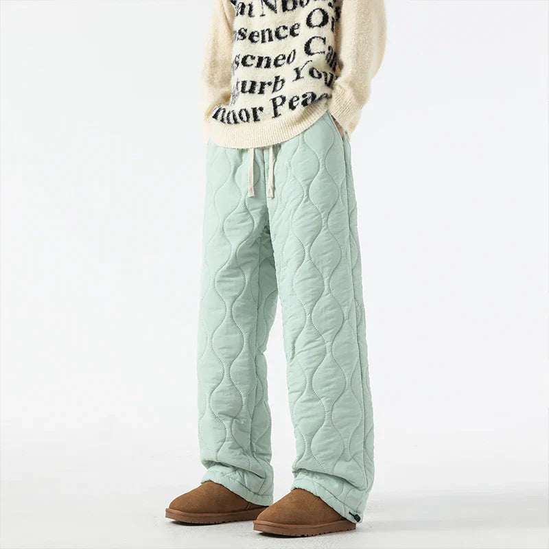 Men's Insulated Quilted Fleece-Lined Pants for Warmth