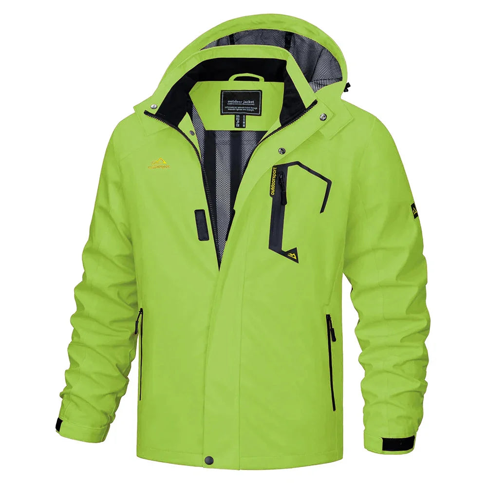 Lightweight Waterproof Windbreaker Jacket for Men with Mesh Lining Fluorescent Green-2