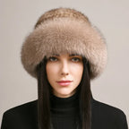 Mink Fur Hat With Knitted Base For Luxurious Warmth