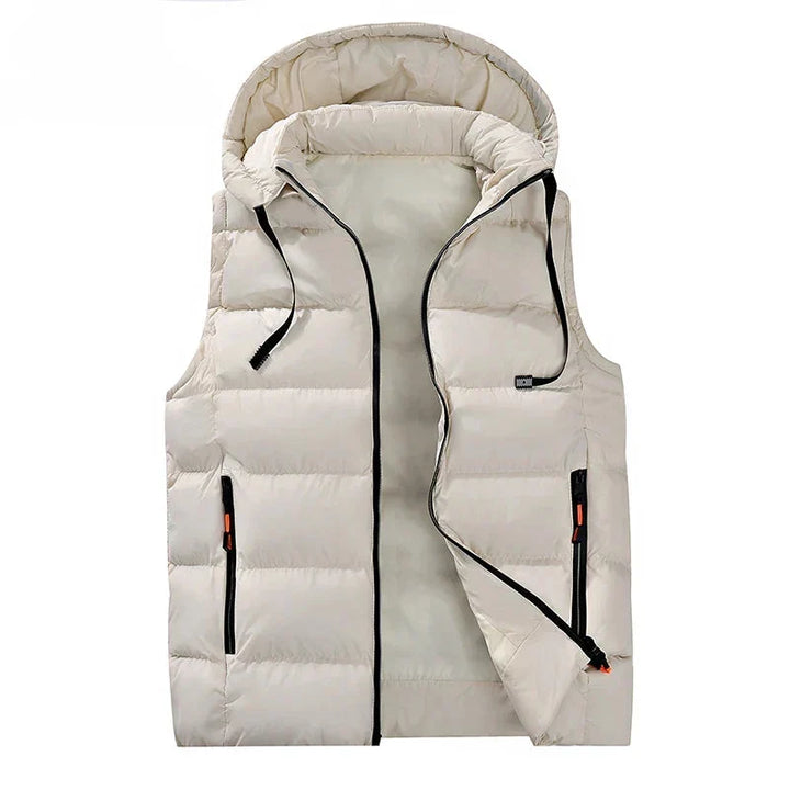 Men's Quilted Hooded Vest - Essential Warm Layer for Winter