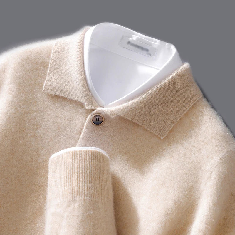 Men's Cashmere Polo Shirt-MODAUTLET