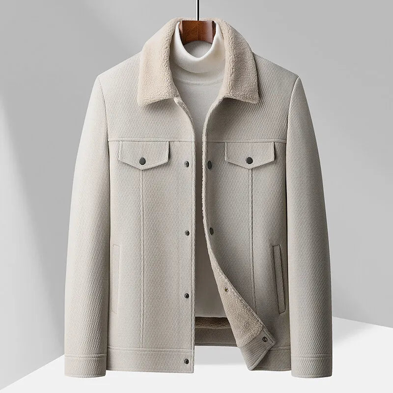 Men's Wool Jacket - Stylish and Warm Outerwear Beige