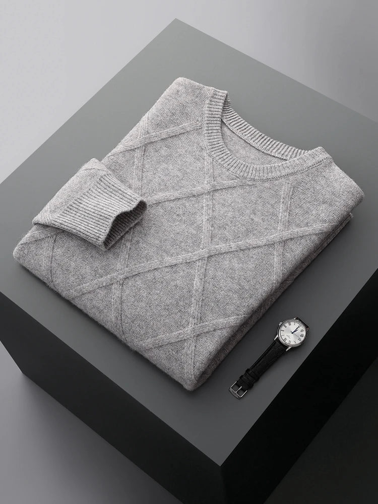 Men's Merino Wool Sweater in Meadow Green Gray