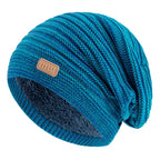 Unisex Striped Slouchy Winter Hat Lake Blue 56cm-60cm