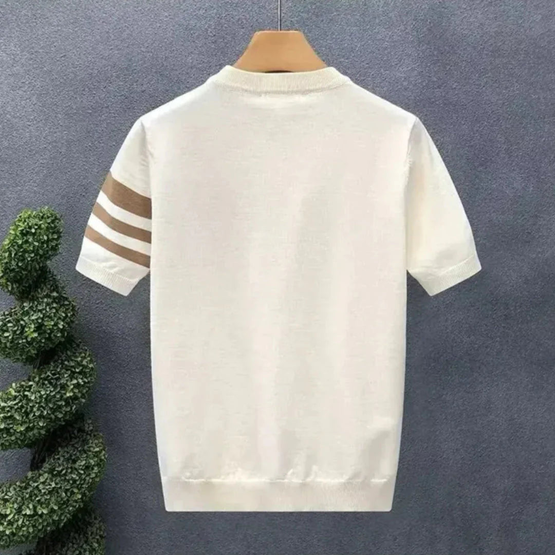 Contrast-Stripe Knit Tee for Stylish Comfort