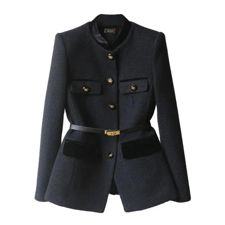 Tweed Belted Blazer for Women-MODAUTLET