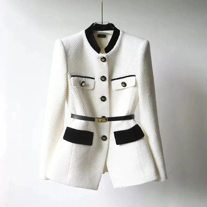 Tweed Belted Blazer for Women-MODAUTLET