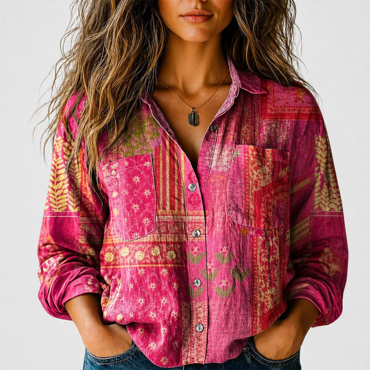 Savannah | Women's Boho Print Button-Front Top-MODAUTLET