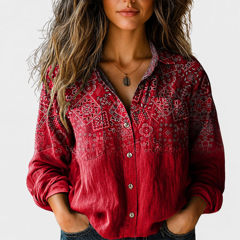 Savannah | Women's Boho Print Button-Front Top-MODAUTLET