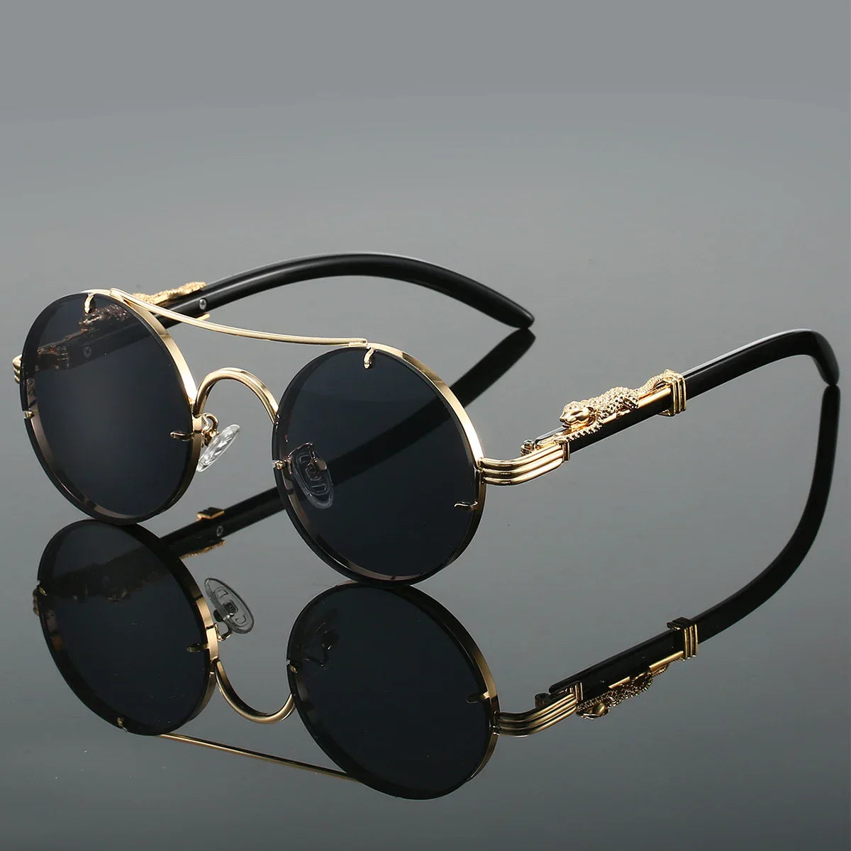 "Panther" Vintage Sunglasses – UV400 Unisex Retro Oval Eyewear Black