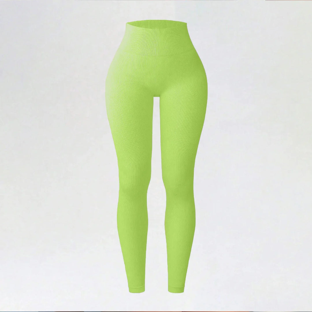 Women's High-Waisted Seamless Yoga Leggings for Fitness & Running GREEN KAPOK