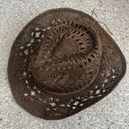 Bohemian Straw Cowboy Hat with Wooden Beads – Perfect for Sun Protection coffee 2 M (56-58cm)