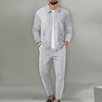 Stephen | Soft Waffle Casual Outerwear Set Gray