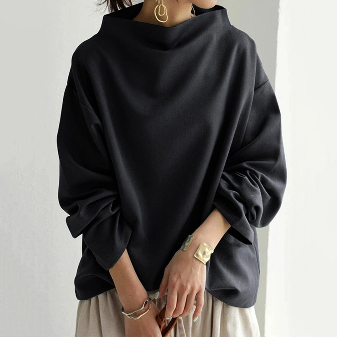 Women's Sleek Oversized Funnel Neck Blouse-MODAUTLET
