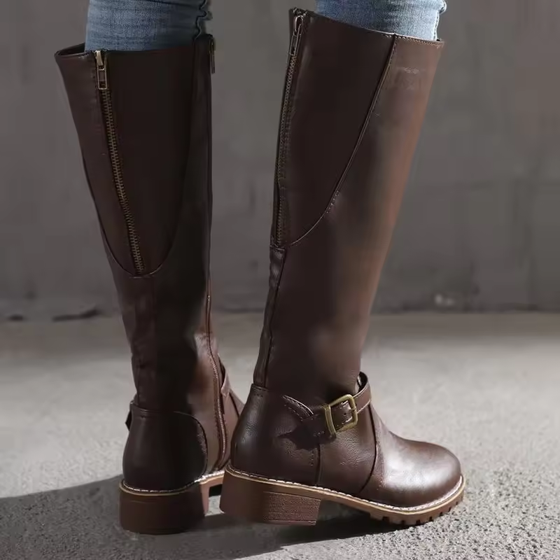 Women Leather Knee High Boots-MODAUTLET