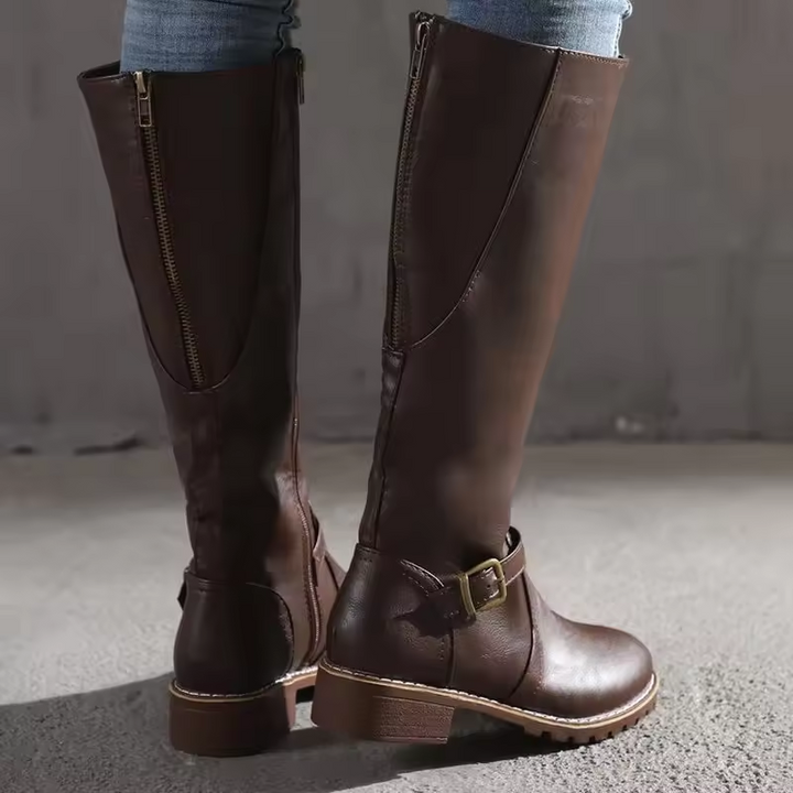 Women Leather Knee High Boots-MODAUTLET