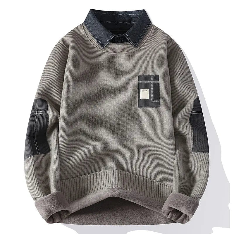 Men's Denim Knit Top-MODAUTLET