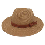 Breathable Straw Panama Sun Hat With Wide Brim Protection Khaki