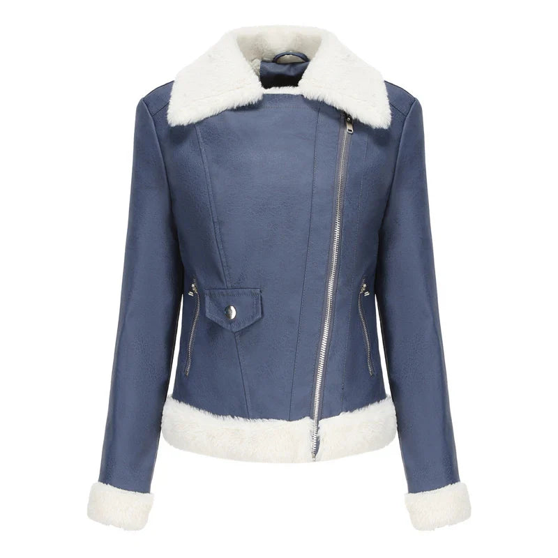 Women's Leather Jacket – Timeless Style and Durability. Blue