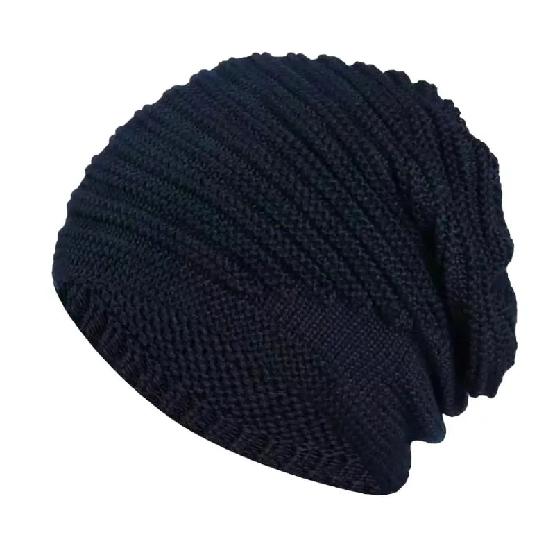 Unisex Autumn Winter Knitted Wool Roll-Brim Beanie