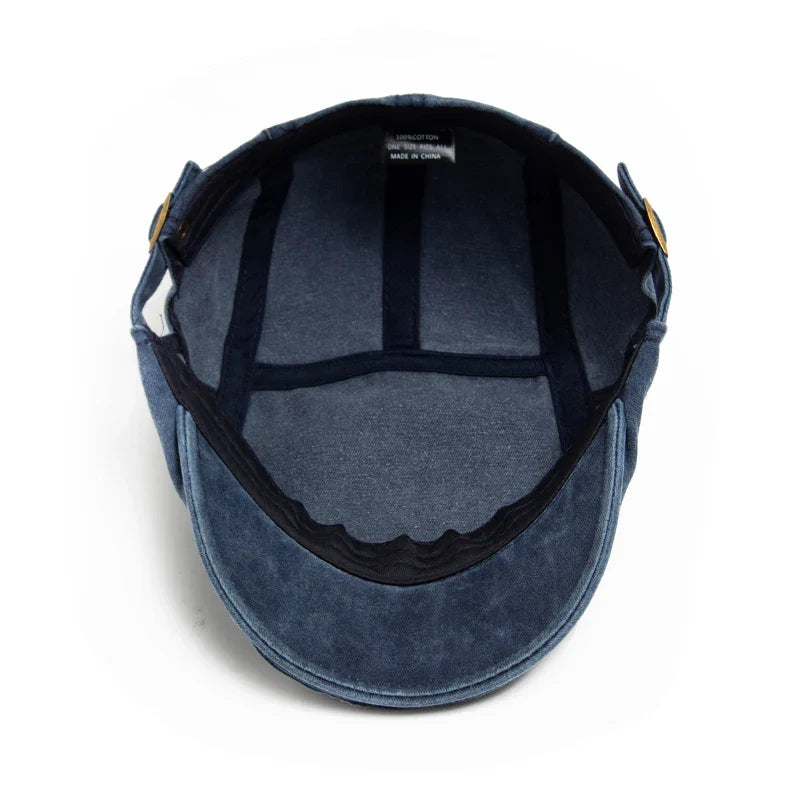 Unisex Vintage Cotton Beret with Adjustable Flat Visor-MODAUTLET