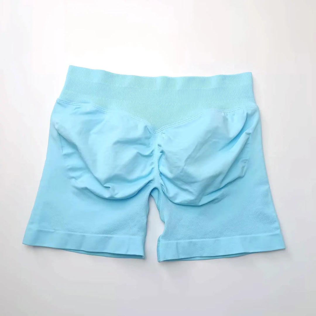 Women's Fitness Biker Shorts with Low Ribbed Band for Gym Workouts