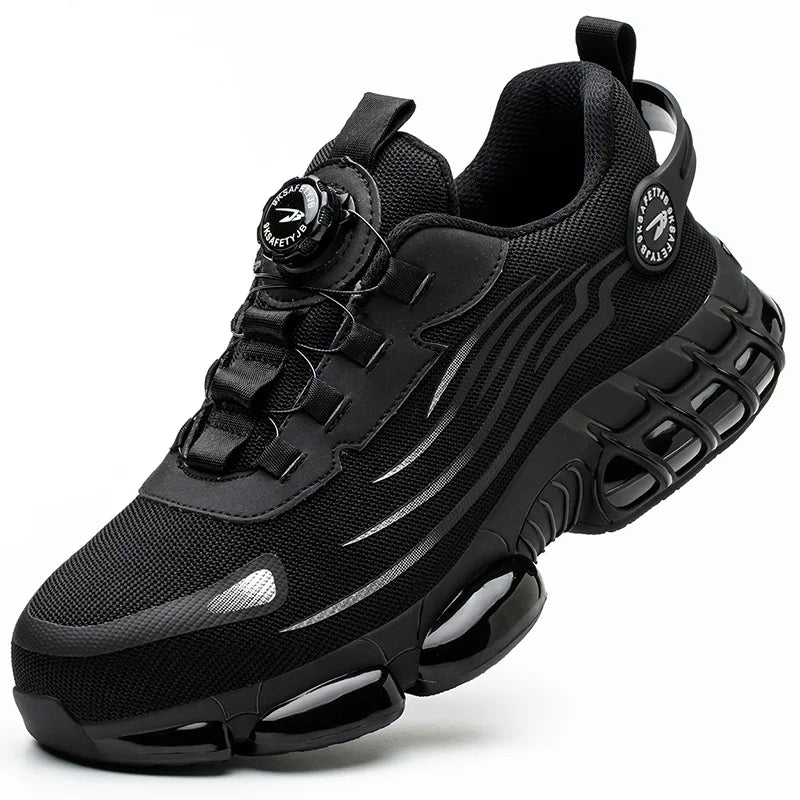 Men's Rotary Button Safety Trainer Shoes Black
