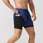 Men's 2-in-1 Quick-Dry Running Shorts with Phone Pocket Blue