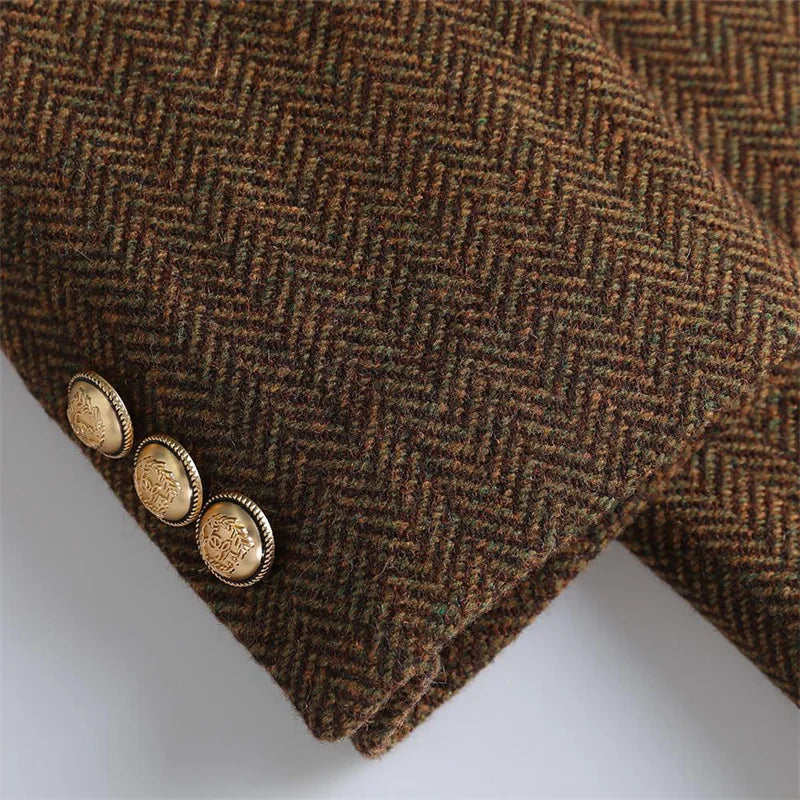 Vintage Wool Blazer with Belt-MODAUTLET
