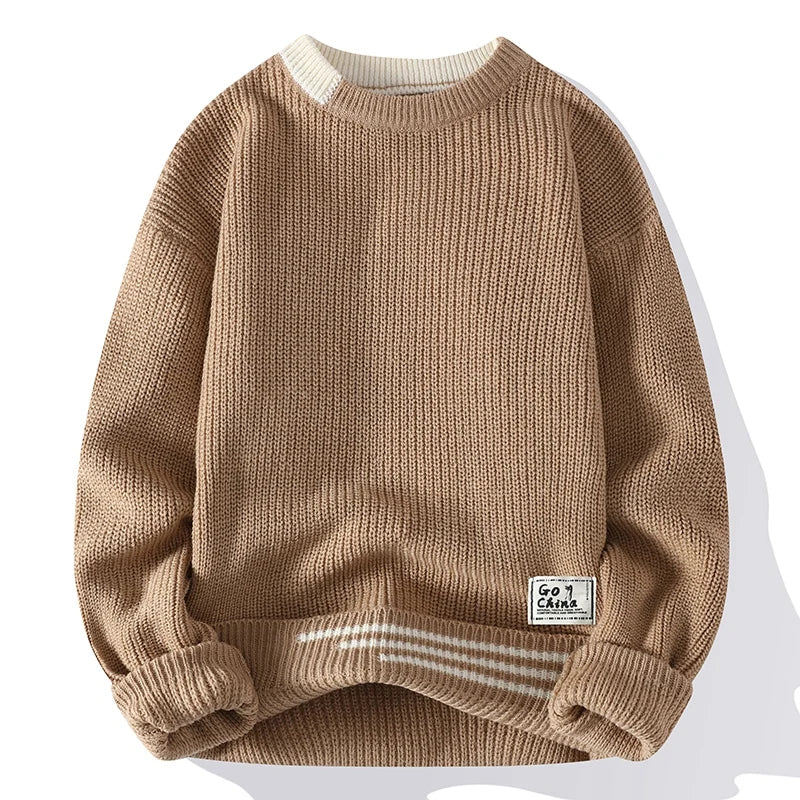 Men's Merino Wool Knit Sweater - Ridgepoint Style Brown