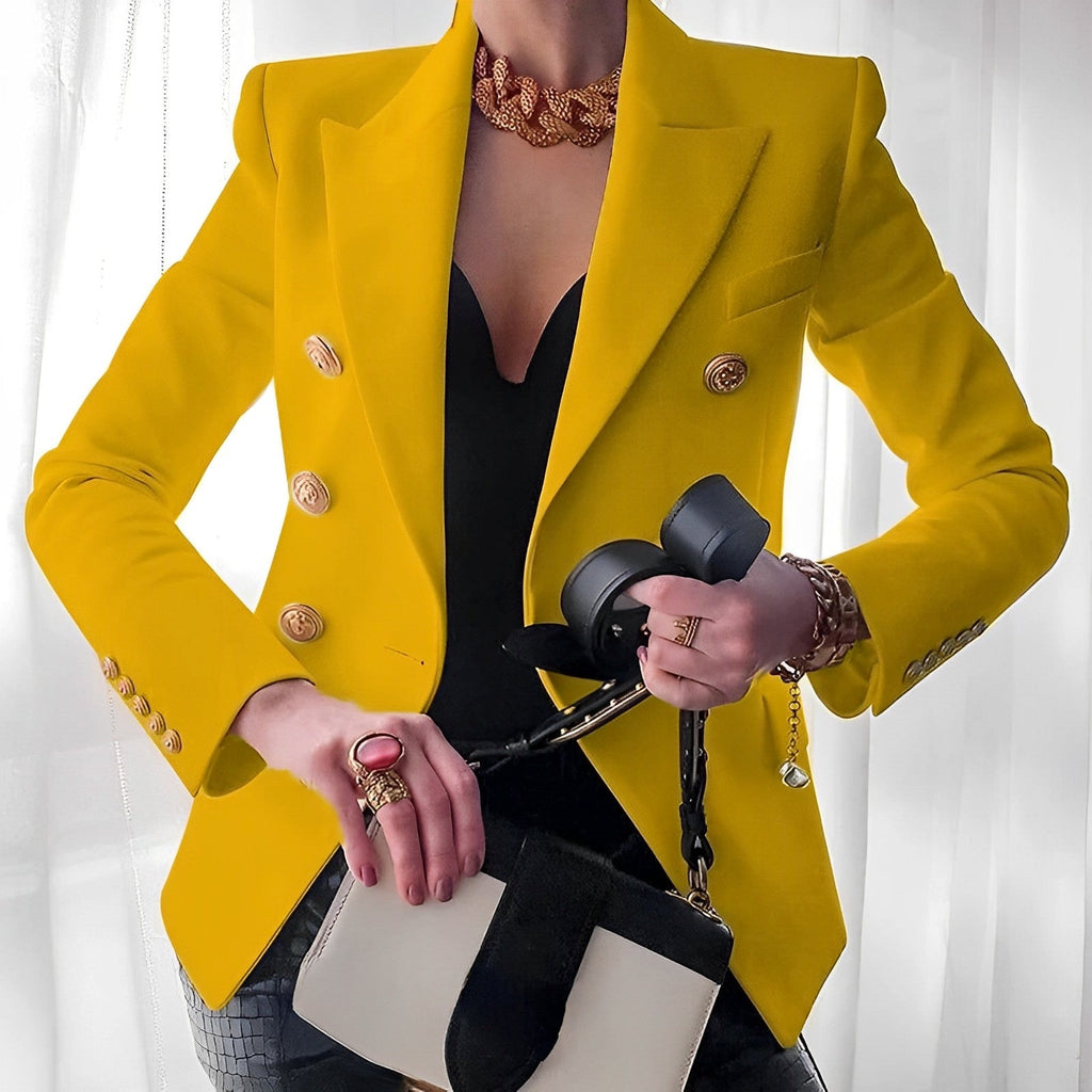 Women Tailored Blazer for Office Professional Wardrobe Yellow
