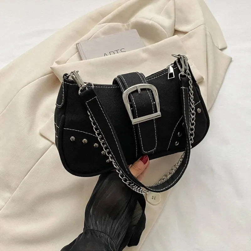 Niki | Simple Retro Underarm Bag Black