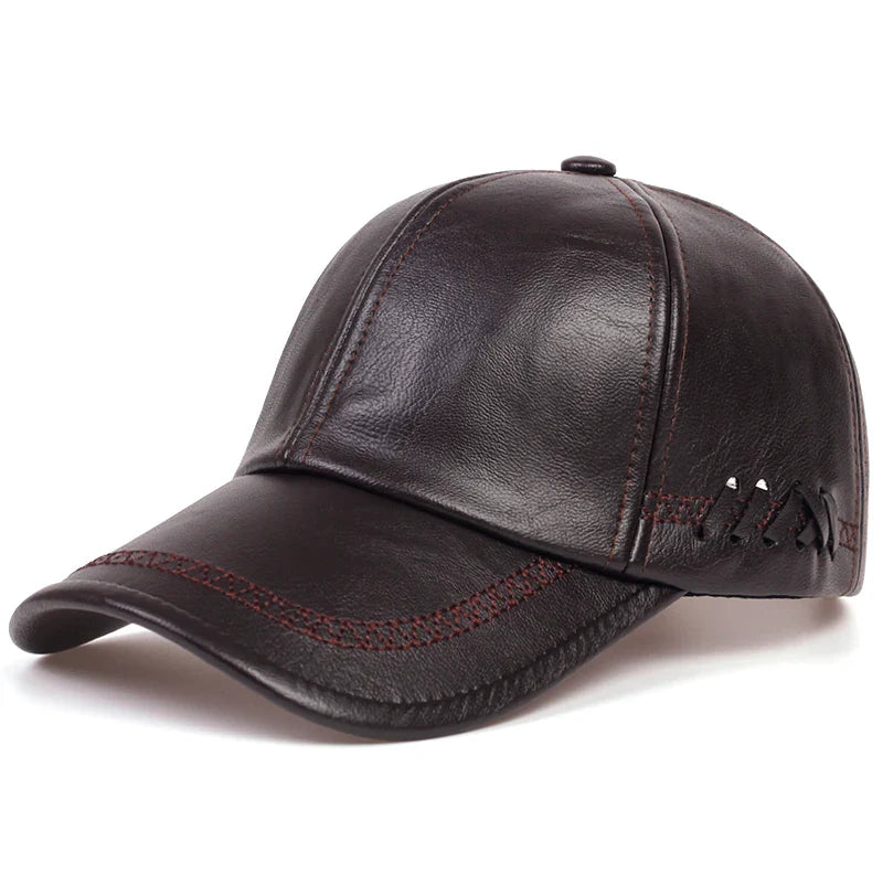 Premium Genuine Leather Snapback Baseball Cap