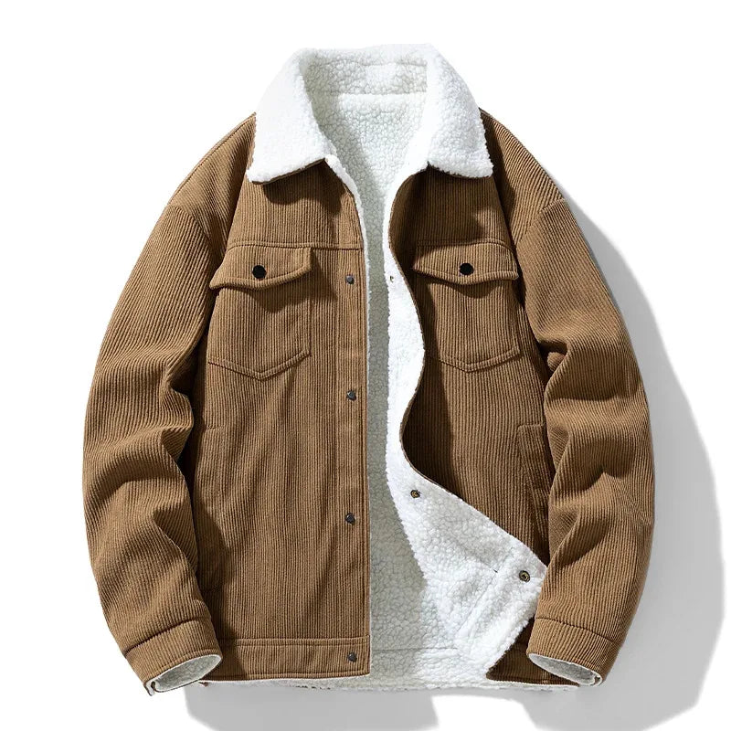 Men's Corduroy Henley Jacket Brown