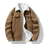 Men's Corduroy Henley Jacket Brown