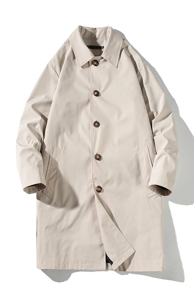 Men's Oversized Monochrome Long Windbreaker Jacket