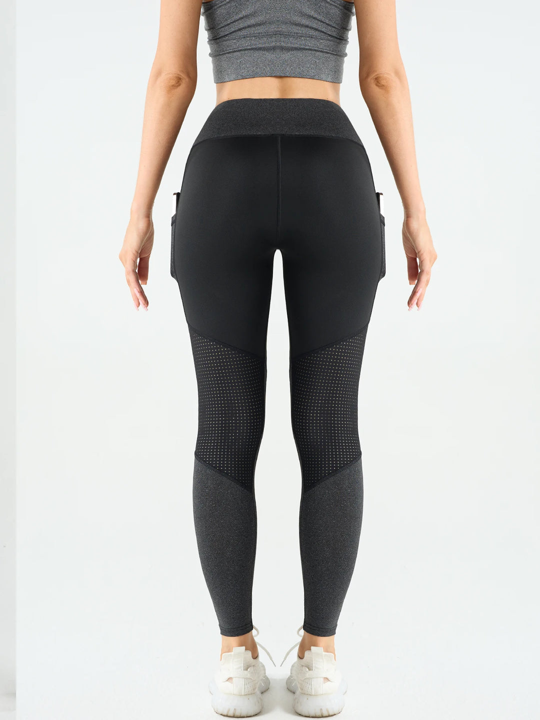 Leggings de yoga pour femme à taille haute en mesh perforé pour l'entraînement