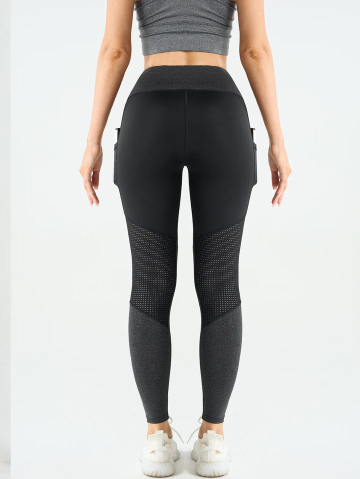 Leggings de yoga pour femme à taille haute en mesh perforé pour l'entraînement