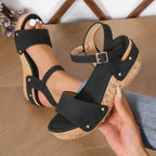 Women's Buckle Platform Wedge Sandals