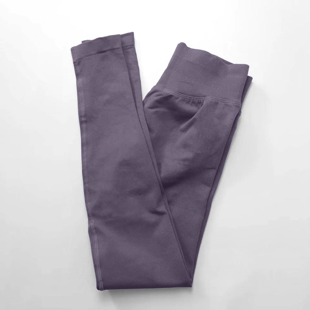Women's Seamless Yoga Leggings with Low Rib Waistband for Fitness Mushroom Grey