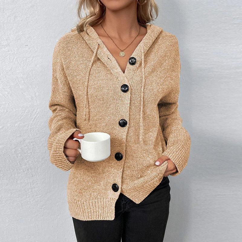Lightweight Knit Hooded Cardigan for Women - Cozy & Warm Everyday Wear