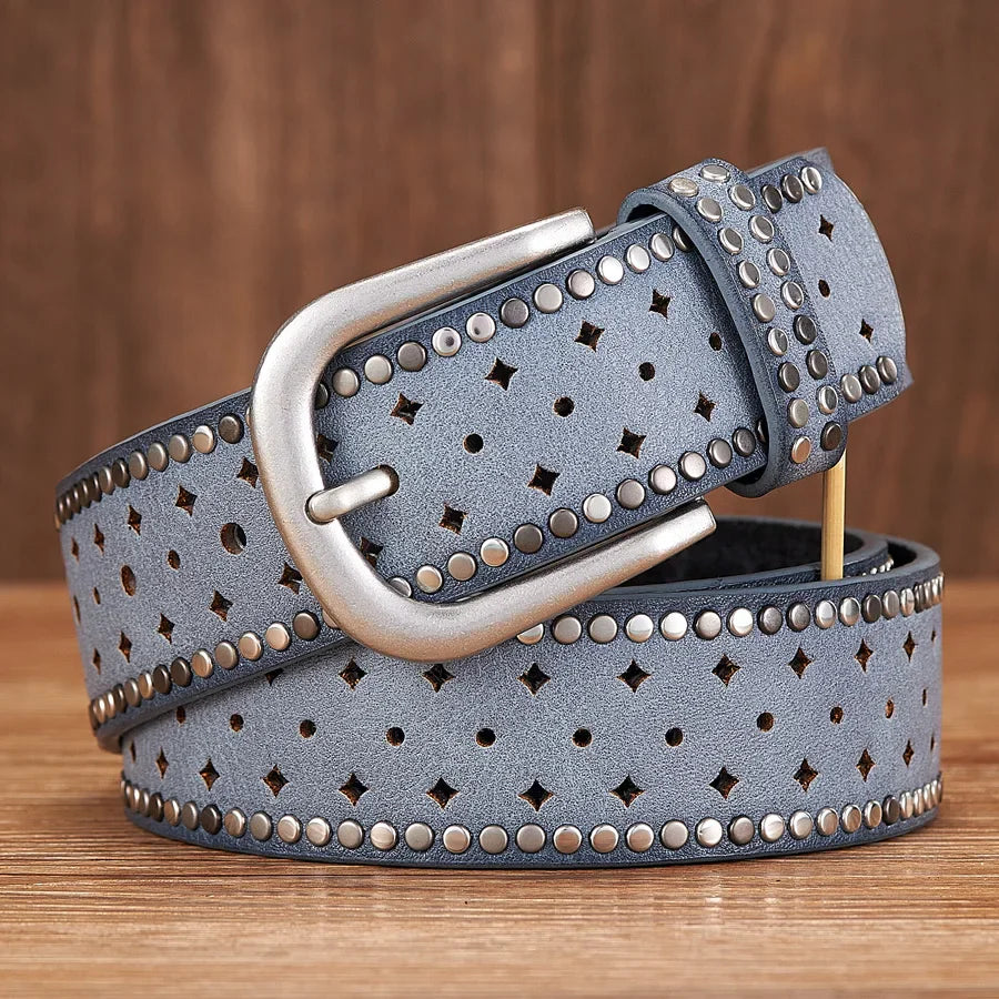 Star-Studded Fashion Belt Blue