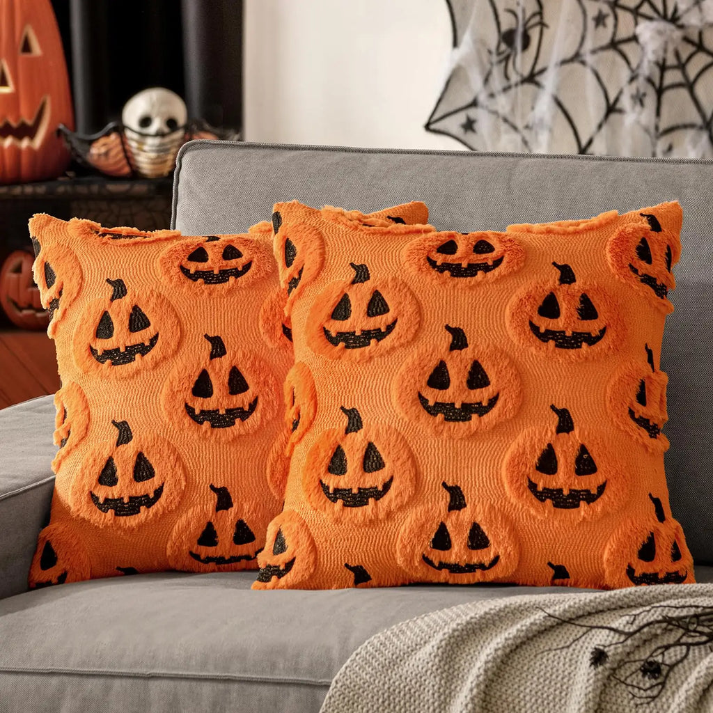 Haunty Decorative Pillow Cover Orange Pumpkins